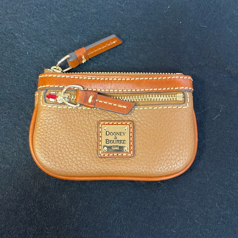 Dooney & Bourke Brown Leather Zip Coin Pouch